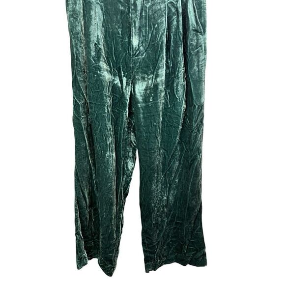 Madewell Velvet Pleated Wide-Leg Pants Smoky Spruce Green | Size 10 - Picture 8 of 16
